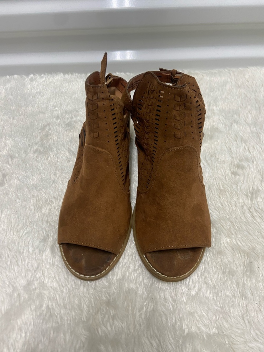 Universal Thread Brown Suede Peep-Toe Clog Mules
